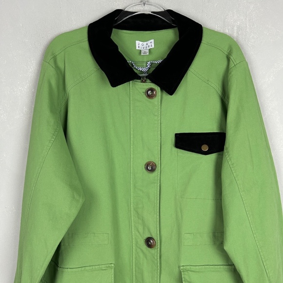 Joan Rivers plus size 2X Field chore jacket green black corduroy trim cotton - Picture 2 of 16